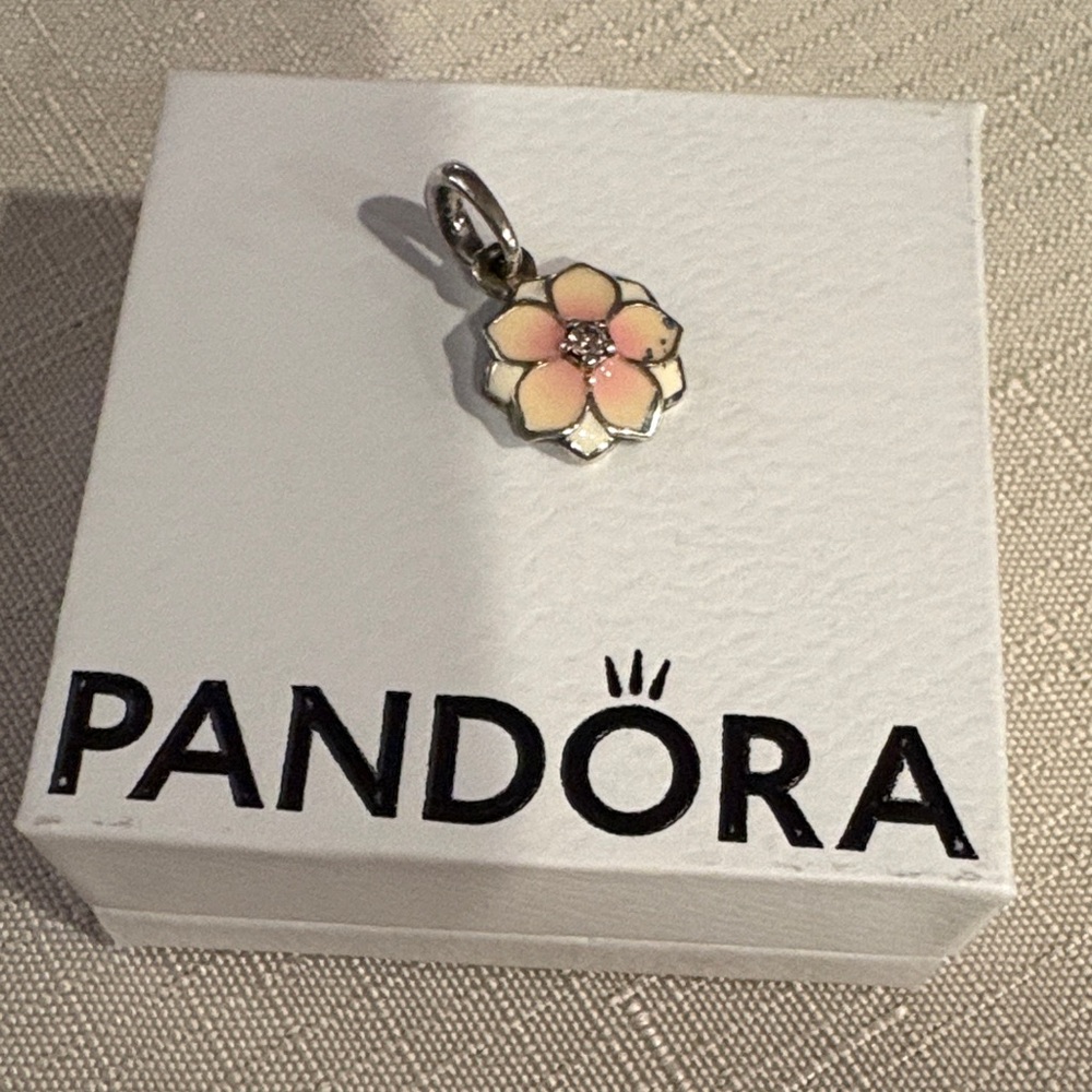 Pandora Silver and Pink Floral Charm